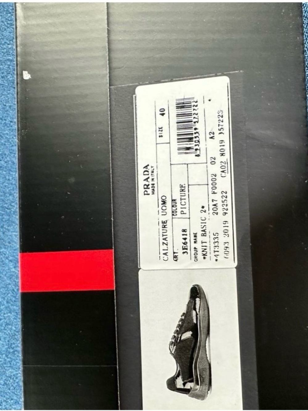 Prada Black Patent & Mesh Low-Top Sneaker with Red Logo Tongue - Picture 2 of 2